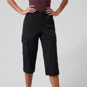 Athleta Trekkie Convertible Hike Pant Black 988052 Nylon Hiking Short Sz 4 Tall